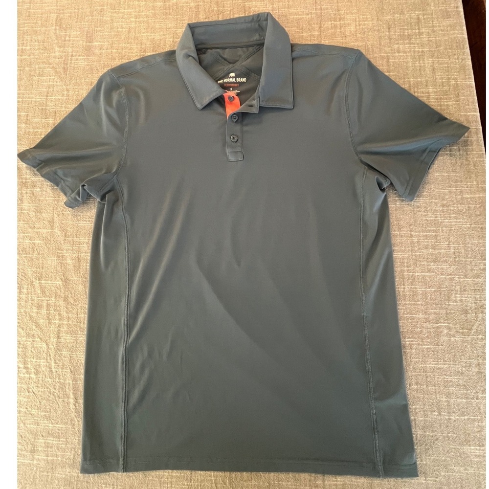The Normal Brand Mens Performance Polo Shirt Blue Stretch Short‎ Sleeve Small